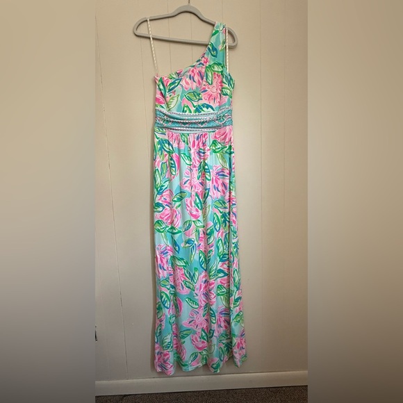 EUC Medium Lilly  Pulitzer Malia Asymmetric One Shoulder Maxi Dress - Picture 2 of 2